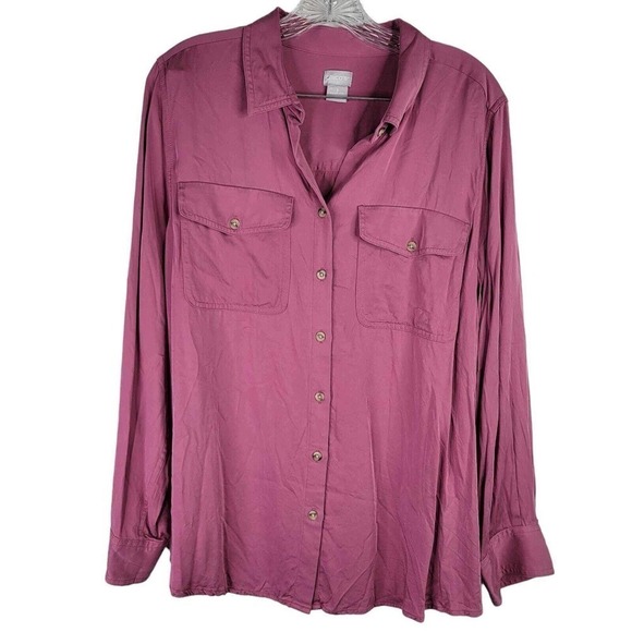 Chico's Shirt Long Sleeve Button Up Blouse Mauve Pink Womens Size 3 US XL 16/18 - Picture 2 of 9